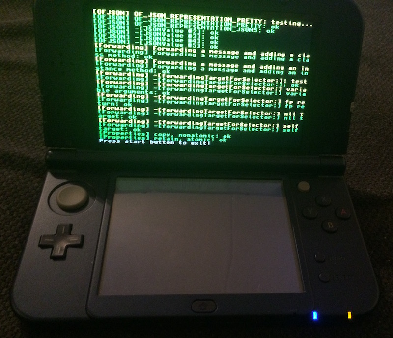 ObjFW running on the Nintendo 3DS