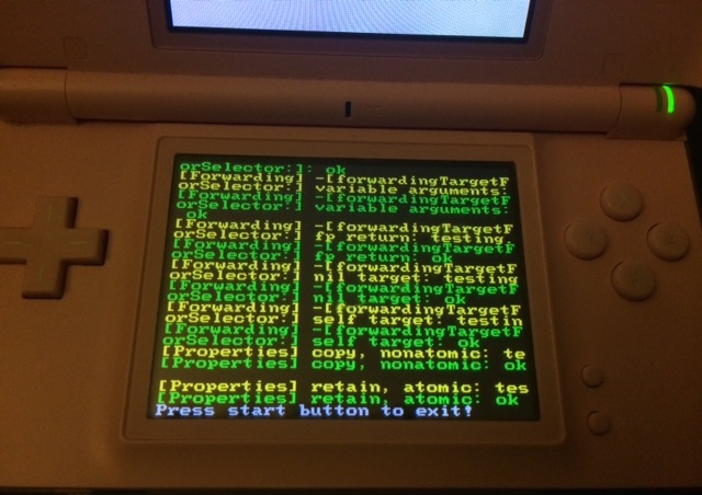 ObjFW running on a Nintendo DS