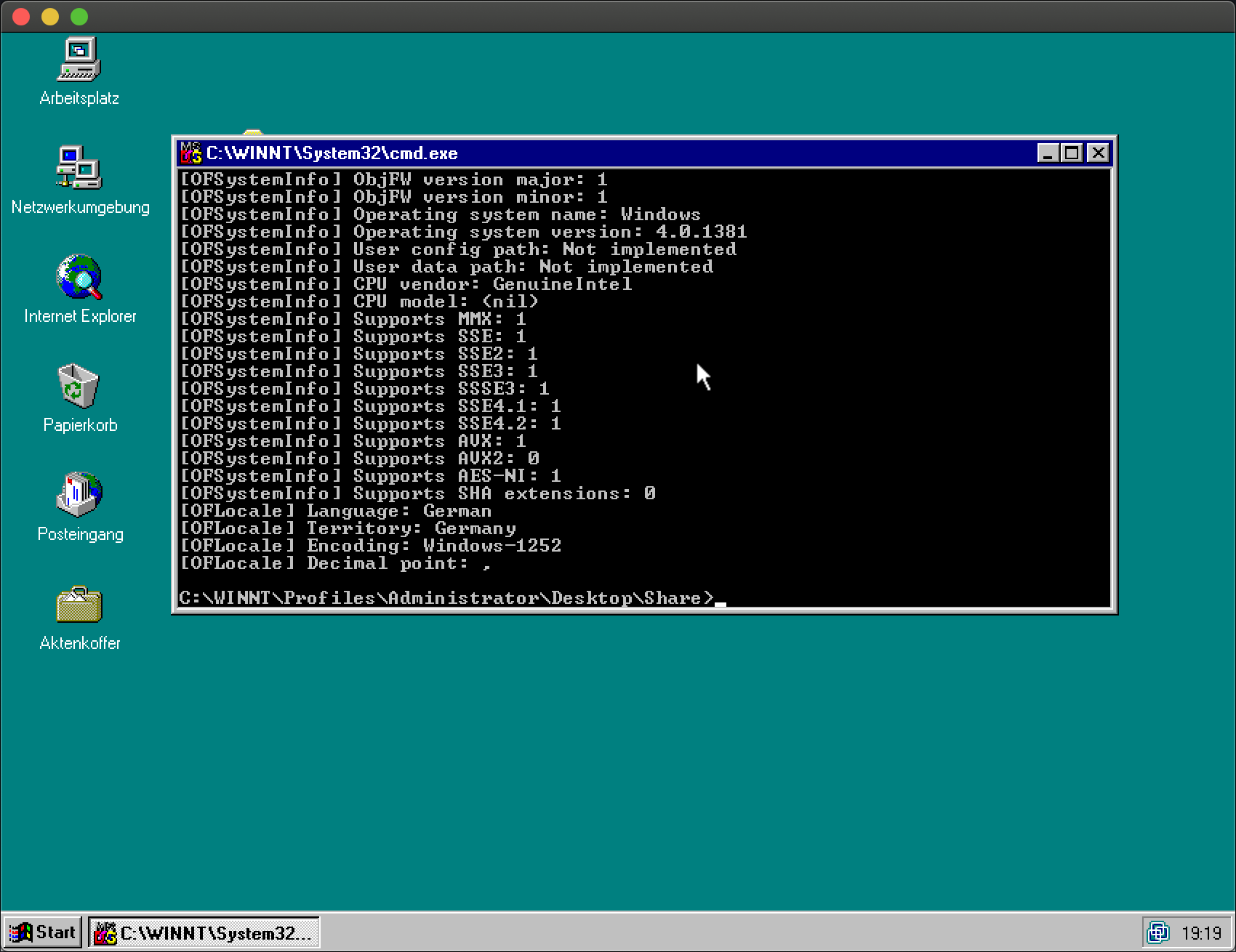 All ObjFW tests running successfully on Windows NT 4.0